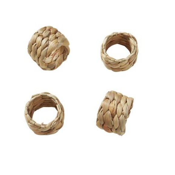 Wicker Weave Napkin Rings 4 Ct Woven Water Hyacinth Seagrass Reed Raffia Boho - Picture 1 of 4